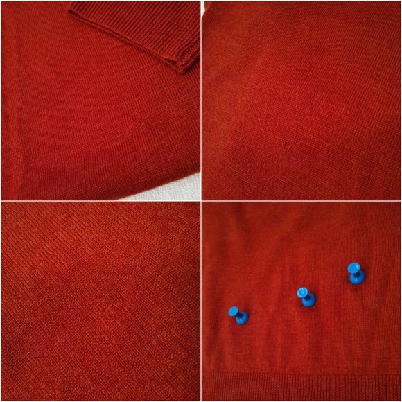 Vintage Y2K Turnbury Extra-Fine Merino Wool Sweater -L Mockneck Copper Mended - Picture 8 of 10